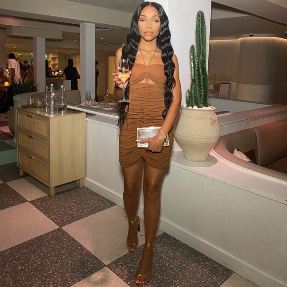 Zara Brown Ruched Dress - Picture 2 of 2